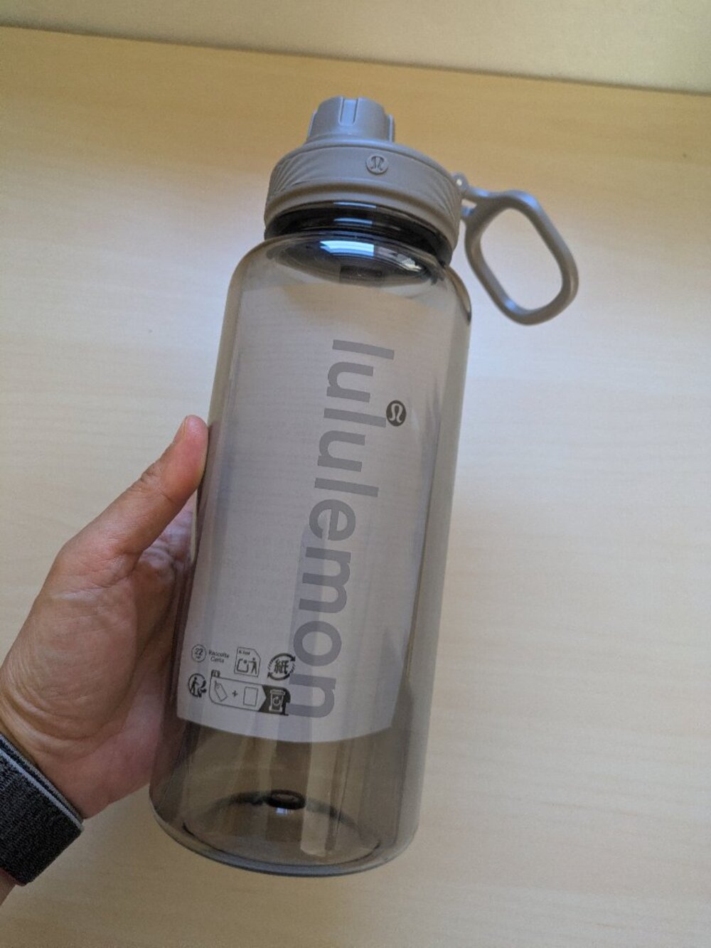 Lululemon Back to Life Water Bottle 28 oz / 900 mL Gray Clear NEW With Tag
